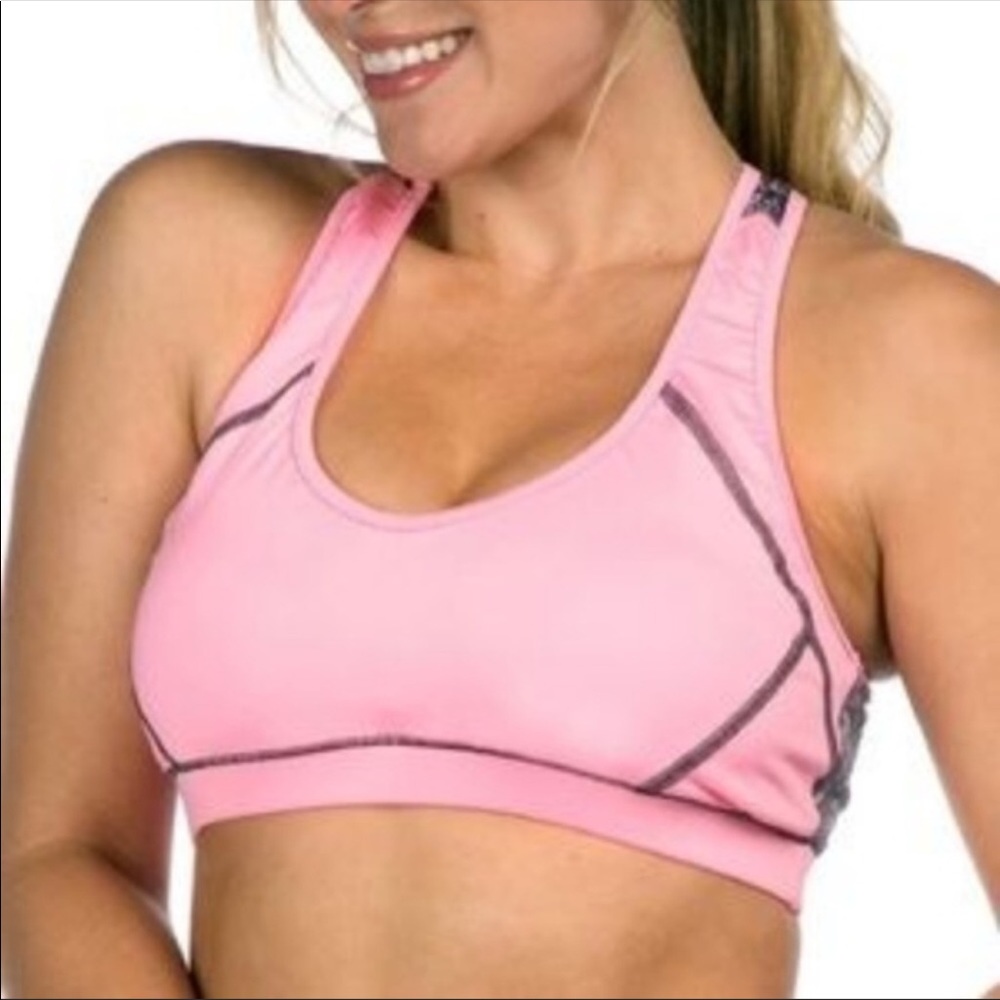 Pink Lotus Pink and Print Sports Bra
